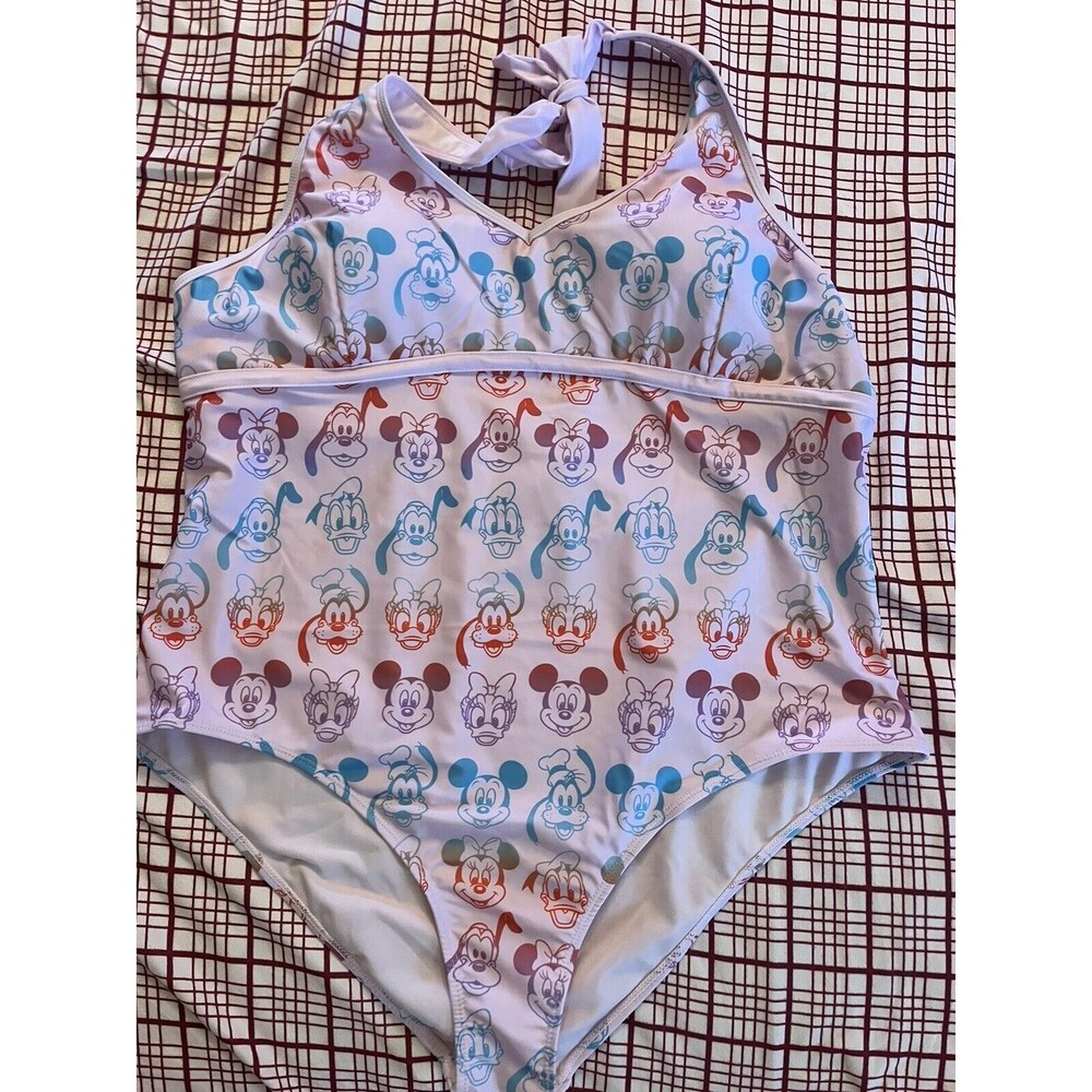 EUC Disney Store Pink  Minnie & Gang  Mouse Swim Suit Adult Size 2XL 1 Piece